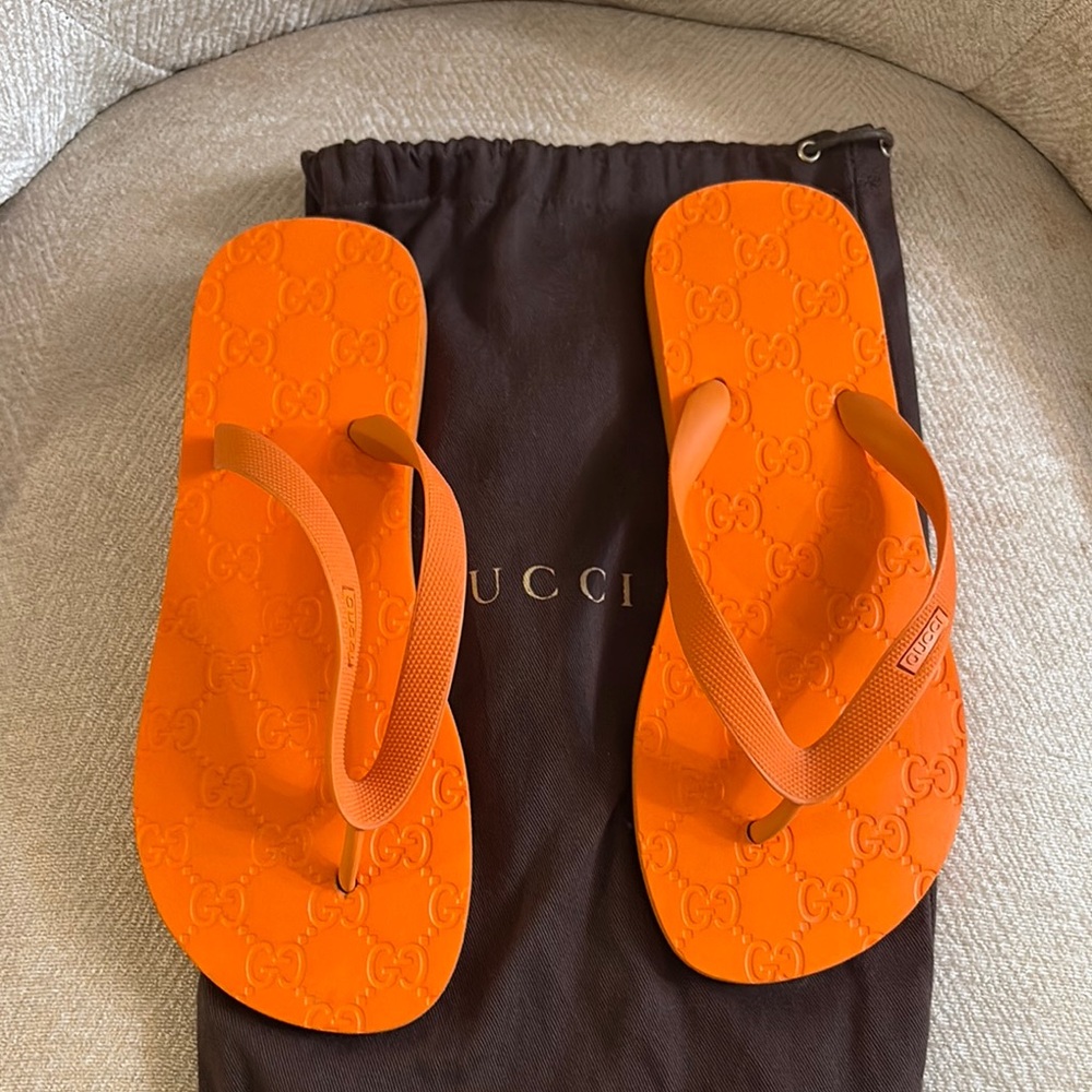 Gucci Orange Flip Flops